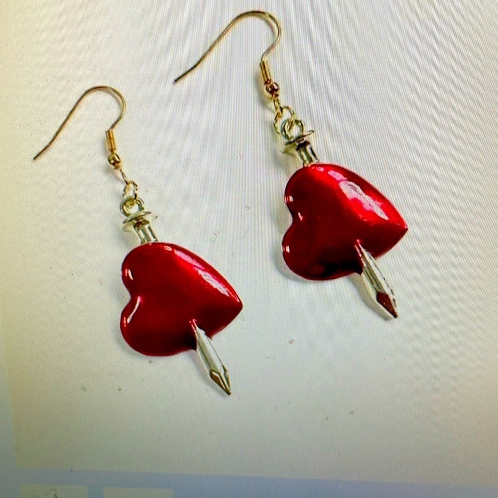 Elegant Red And Silver Drop Earrings